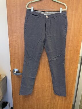 El Ganso Men's Navy Micro-Check Dress Pants